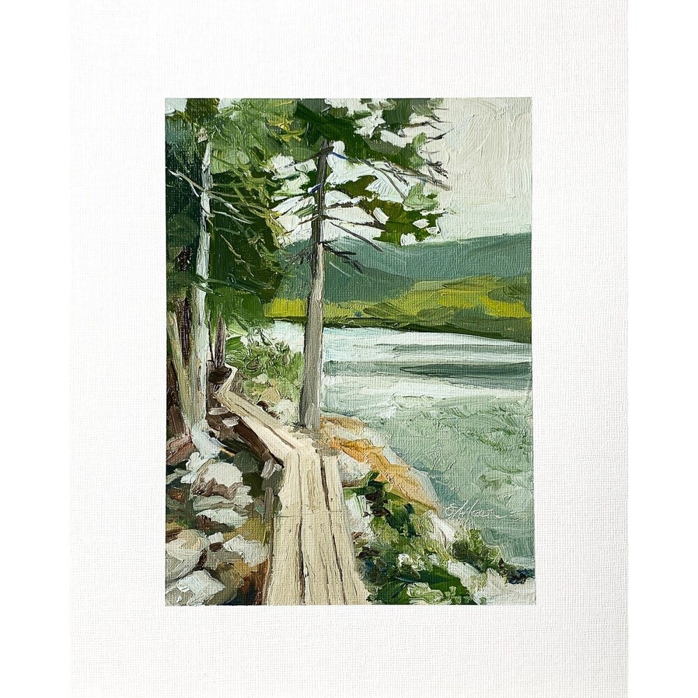 8x10 Maine Original Oil Painting Acadia Landscape Jordan Pond New England Signed